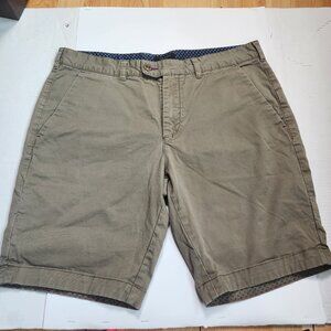Ted Baker London Chino Shorts Mens 36 Khaki Paisley Lined Cotton Flat Front